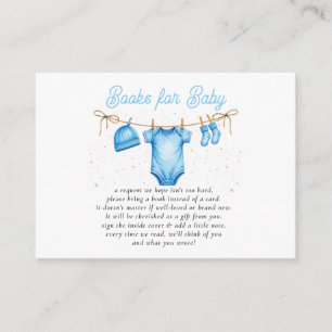 Clothesline Blue Boy Baby Shower Book Request Enclosure Card