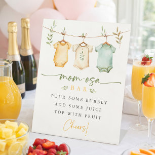 Clothesline Bodysuit Mum-osa Bar Baby Shower Pedestal Sign