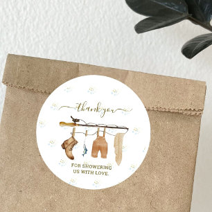 Clothesline Fisherman Derby Boy Baby Shower  Classic Round Sticker