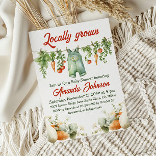 Clothesline Garden Theme Locally Grown Baby Shower Invitation