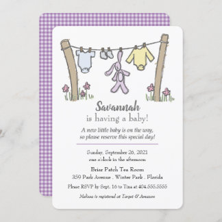 Clothesline Gender Neutral Baby Shower Invitation