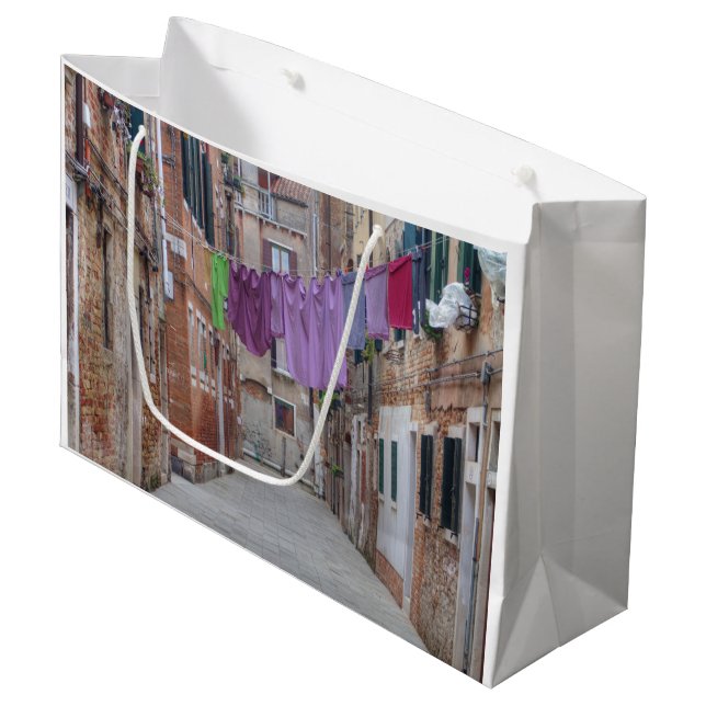 Clothesline In Venice Italy Large Gift Bag (Front Angled)