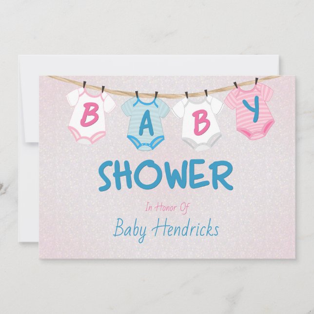 Clothesline Layette Baby Shower Custom Invitation (Front)