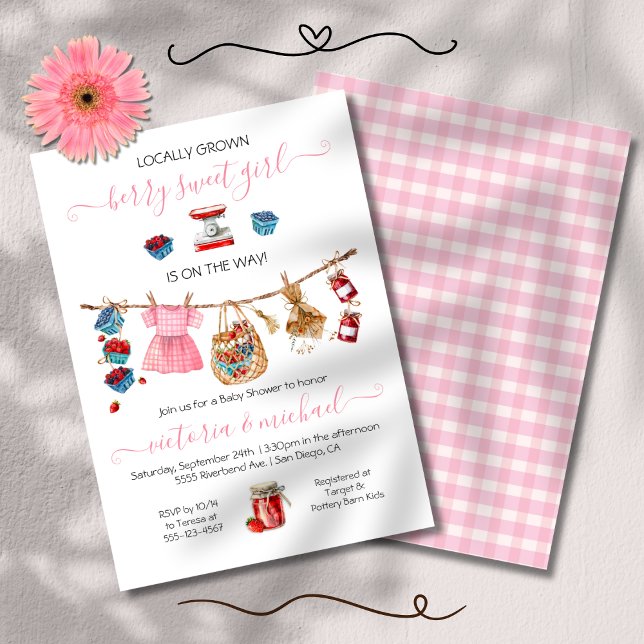 Clothesline Market Berry Sweet Baby Shower Invitation (Creator Uploaded)