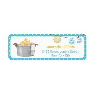 Clothesline Rubber Duck Baby Shower Return Addess Address Label