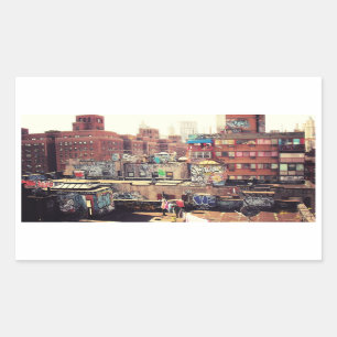Clotheslines and Graffiti Rectangular Sticker