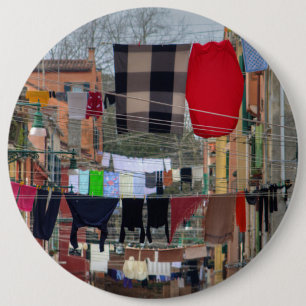 Clotheslines In Venice Italy 6 Cm Round Badge