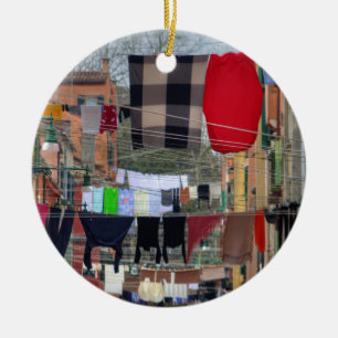 Clotheslines In Venice Italy Ceramic Tree Decoration