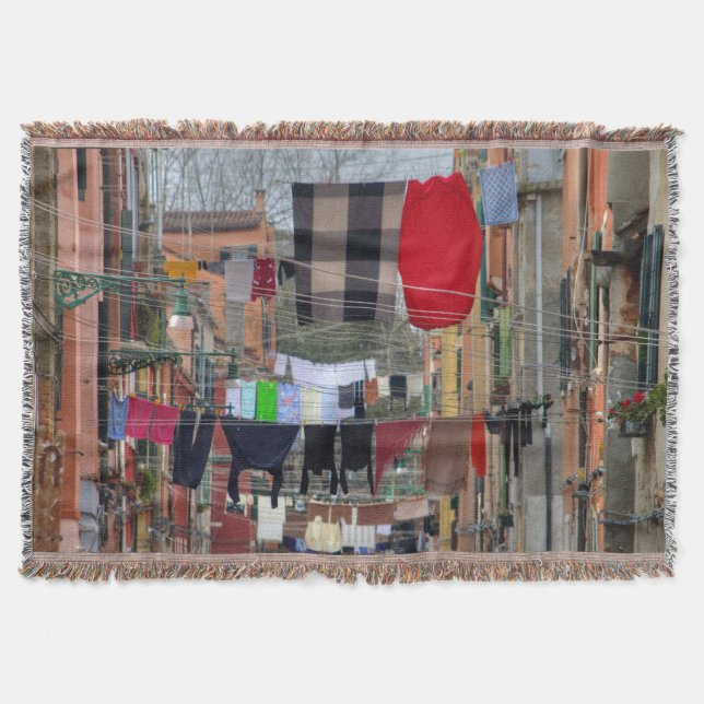 Clotheslines, Venice Italy Throw Blanket (Front)