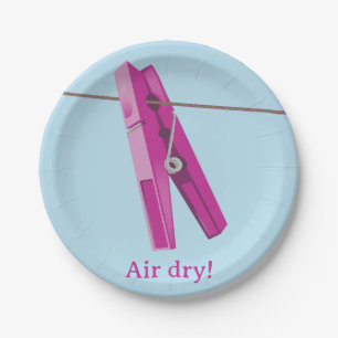 Clothespin washing line peg paper plate