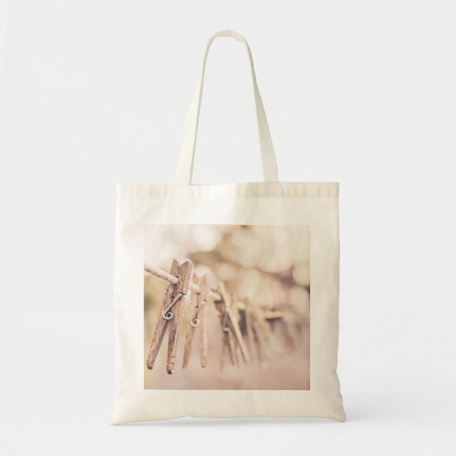 Clothespins on a Clothesline Tote Bag (Front)