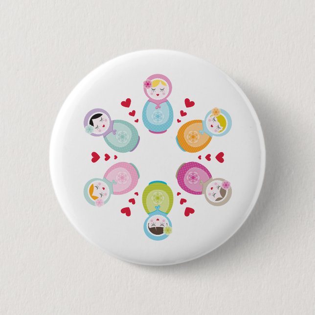 CLOTHING :: babushka dolls - mandala 6 Cm Round Badge (Front)