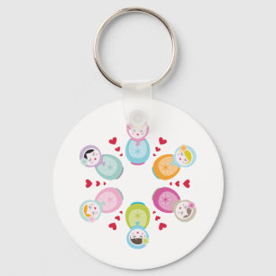 CLOTHING :: babushka dolls - mandala Key Ring