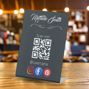 Clothing Black White Grey Grey Qr Code Pedestal Sign