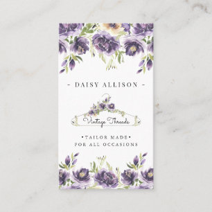Clothing Boutique   Floral Clothes Hanger Logo Business Card