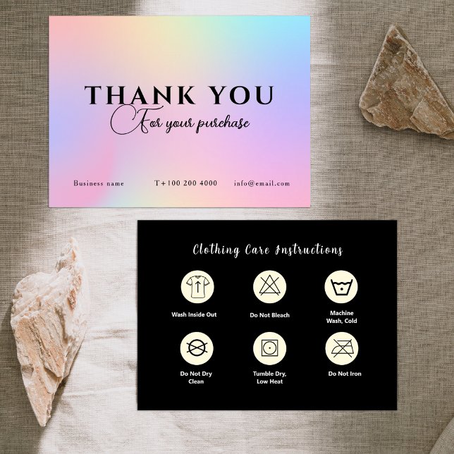 Clothing Care Pink Holographic Iridescent Business Card (Clothing Care Pink Holographic Iridescent Business Card)
