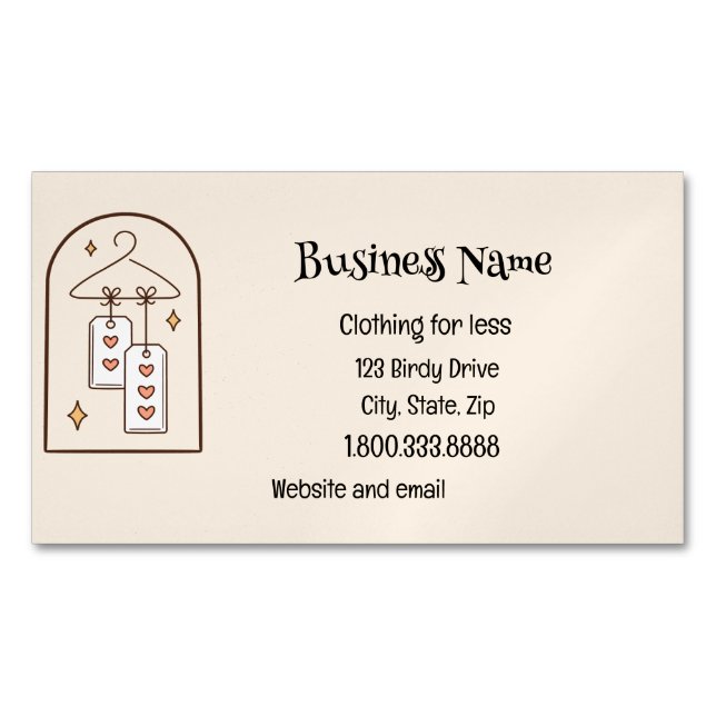 Clothing Consignment Second-hand Thrift Store  Magnetic Business Card (Front)