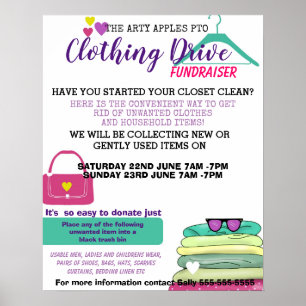 clothing drive PTA school fundraising poster PTO