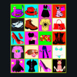 clothing fashion pop art collage poster<br><div class="desc">clothing fashion pop art collage Poster. Hang on wall in your bedroom or livingroom.</div>