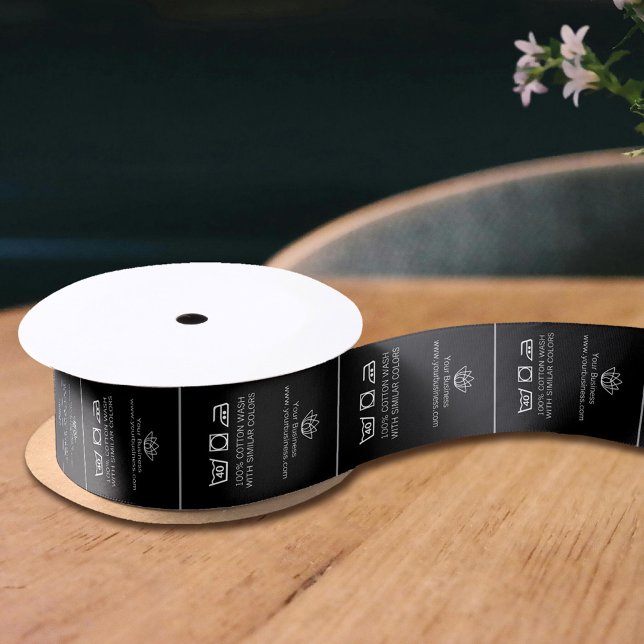 Clothing garment labels Care logos cotton black Satin Ribbon (Creator Uploaded)