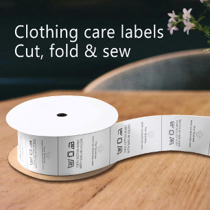 Clothing garment labels Care logos cotton white Satin Ribbon
