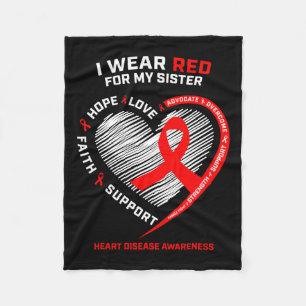 Clothing Men Women Sister Red Heart Disease Awaren Fleece Blanket
