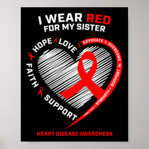 Clothing Men Women Sister Red Heart Disease Awaren Poster