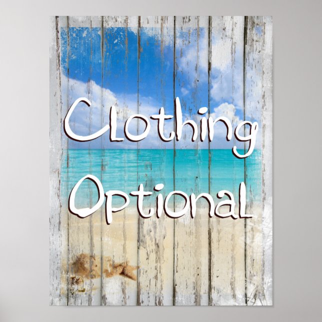 Clothing Optional Coastal Beach sign art prints (Front)