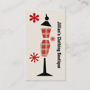 Clothing Store Boutique - Red Plaid Mannequin Business Card