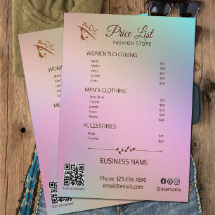 Clothing Store Service Price List Bohemian Scan Me Flyer