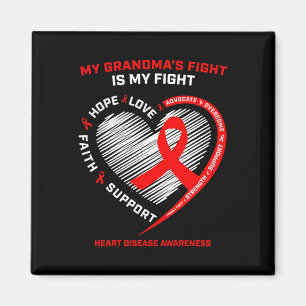Clothing Support Grandma Red Heart Disease Awarene Magnet