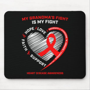 Clothing Support Grandma Red Heart Disease Awarene Mouse Pad