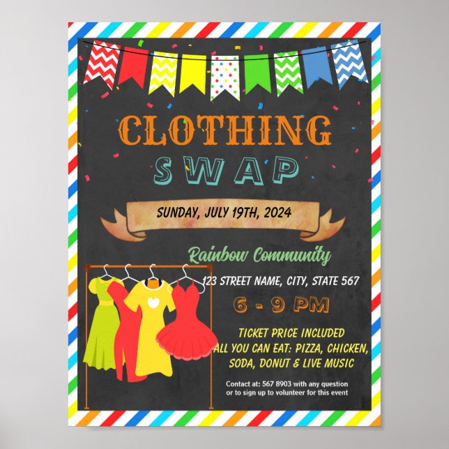 Clothing swap school event template poster (Front)
