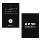 Clothing Tags Hang Tags Small Business Black White