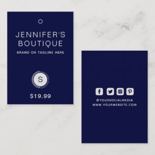 Clothing Tags Hang Tags Small Business Blue Silver