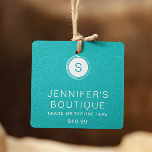 Clothing Tags Small Business Aqua Glitter