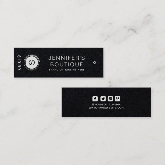 Clothing Tags Small Business Black White (Front/Back)