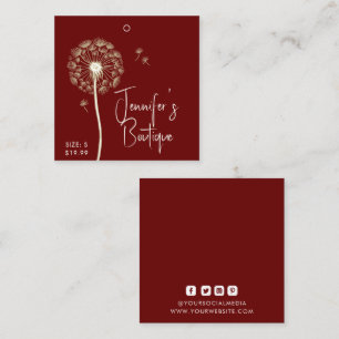 Clothing Tags Small Business Burgundy Floral Price