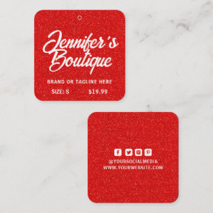 Clothing Tags Small Business Red White Glitter