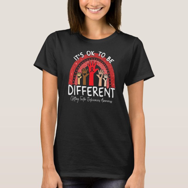 Clotting Factor Deficiencies Awareness Red Rainbow T-Shirt (Front)