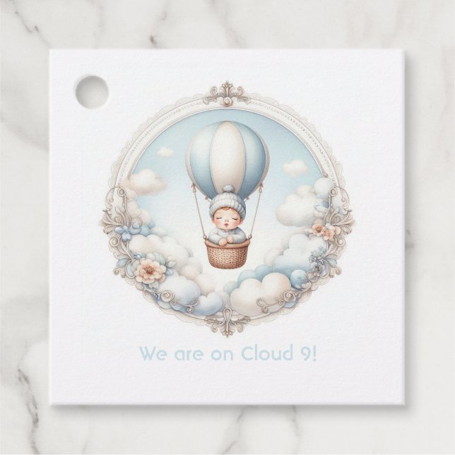 Cloud 9 Baby Shower Favour Tags (Front)