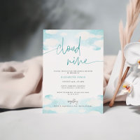 Cloud 9 Blue and White Bridal Shower Invitation