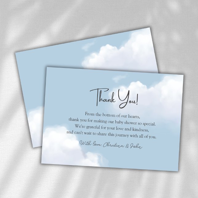 Cloud 9 Blue Boy Baby Shower Thank You Card (Creator Uploaded)