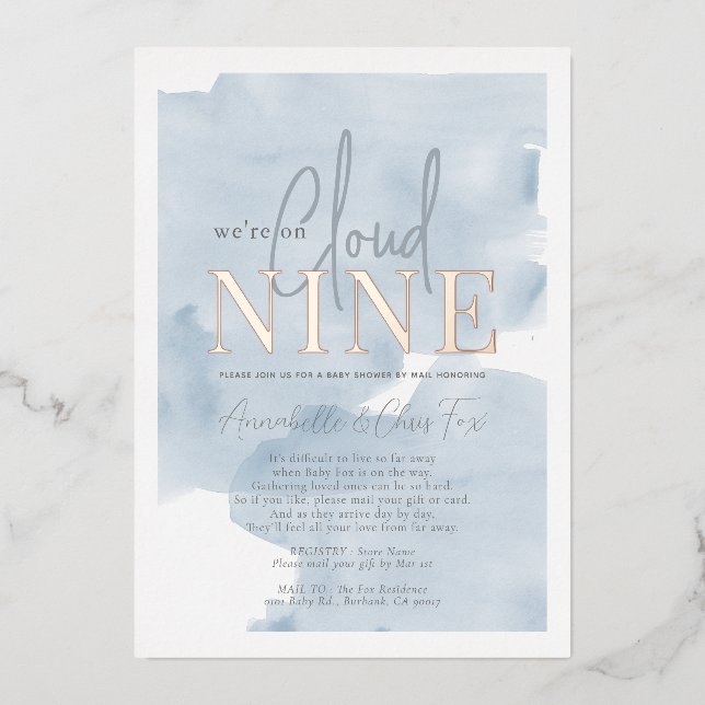 Cloud 9 Blue Sky Boy Baby Shower by Mail (Front)