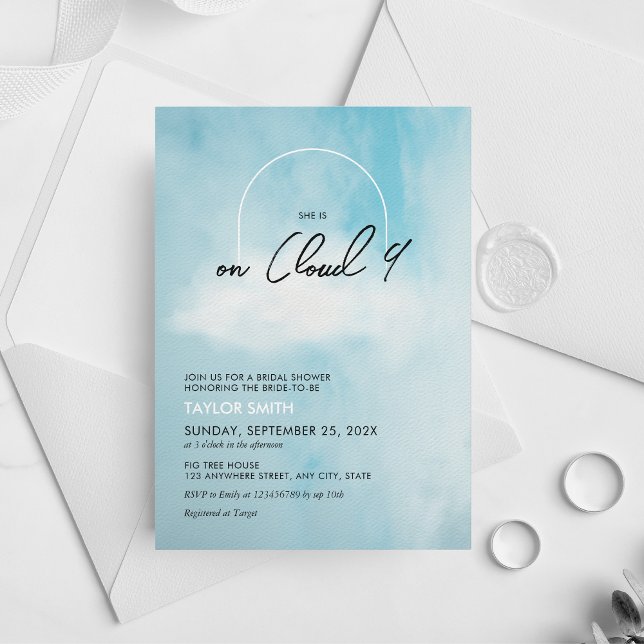 Cloud 9 Bridal Shower Theme Minimalist Modern Invitation (Creator Uploaded)