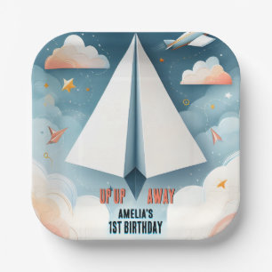 Cloud 9 Fly Kids Sky Joy Airplane 1st Birthday Paper Plate