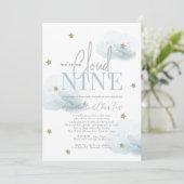 Cloud 9 Gold Stars Boy Baby Shower by Mail Invitation (Standing Front)