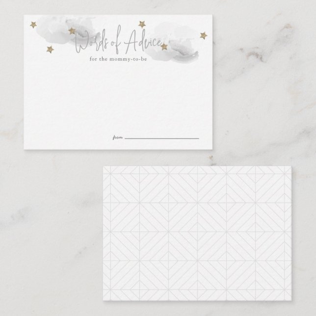 Cloud 9 Grey Baby Shower Advice Enclosure Card (Front/Back)