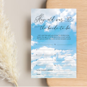 Cloud 9 How Old was the Bride to Be Bridal Game