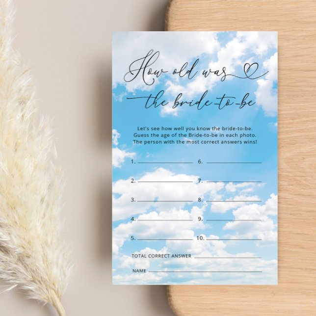 Cloud 9 How Old was the Bride to Be Bridal Game (Creator Uploaded)